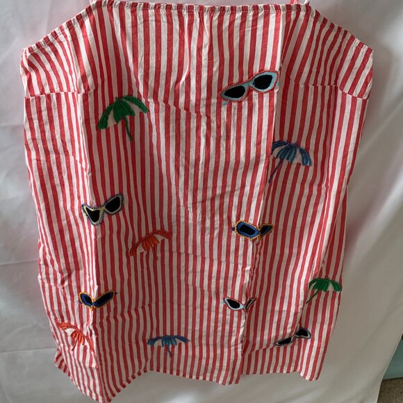 CELANDINE X ANTHROPOLOGIE Embroidered Poplin Square Neck Mini Shift Dress Sz MED - Picture 2 of 8